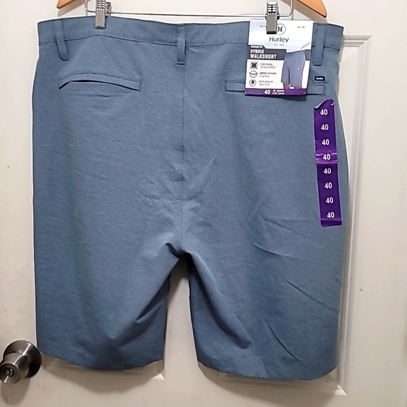 HURLEY MEN'S REGULAR FIT HYBRID BLUE WATER REPELLENT WAISTBAN WALK SHORT SIZE 40 - Picture 3 of 9